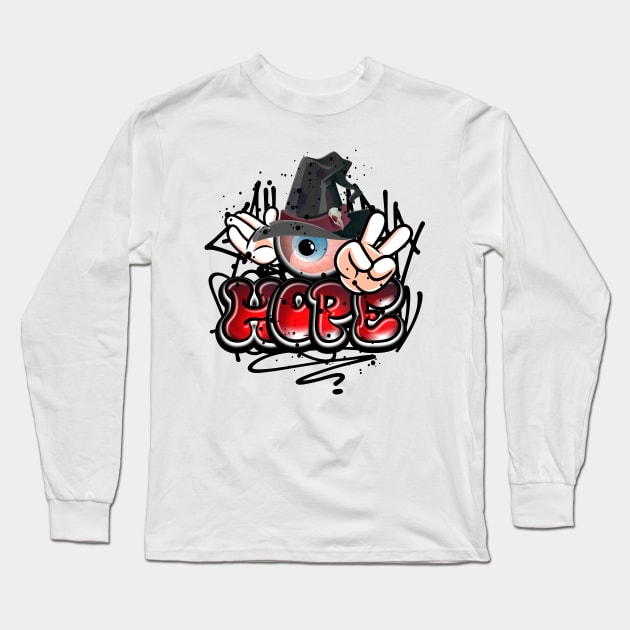 Christian Hope Witch Graffiti street Art Style Long Sleeve T-Shirt by Mister Graffiti